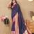 Blue color soft silk fabric ethnic weaving jacquard designer partywear heavy saree