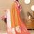 Orange color soft silk fabric ethnic weaving jacquard designer partywear heavy saree