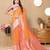 Orange color soft silk fabric ethnic weaving jacquard designer partywear heavy saree