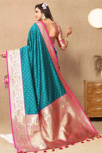 Rama soft silk blend ethnic weaving jacquard partywear heavy saree