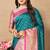 Rama color soft silk fabric ethnic weaving jacquard designer partywear heavy saree