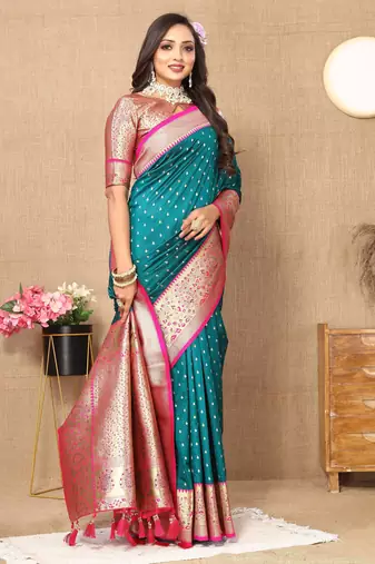 Rama soft silk blend ethnic weaving jacquard partywear heavy saree