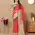 Red soft silk blend ethnic weaving jacquard partywear heavy saree