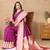 Wine color soft silk fabric ethnic weaving jacquard designer partywear heavy saree