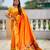 Orange color sophisticated paithani silk fabric woven jacquard meenakari designer saree