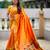Orange color sophisticated paithani silk fabric woven jacquard meenakari designer saree