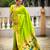 Parrot green color sophisticated paithani silk fabric woven jacquard meenakari designer saree