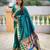 Rama color sophisticated paithani silk fabric woven jacquard meenakari designer saree