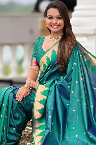 Rama sophisticated paithani silk blend woven jacquard meenakari saree