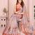 Grey color linen cotton fabric designer printed formal looks sophisticated saree