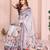 Off white color linen cotton fabric designer printed formal looks sophisticated saree