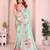 Pista color linen cotton fabric festive looks printed saree