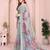Grey color linen cotton fabric festive looks printed saree
