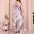 Off white color linen cotton fabric festive looks printed saree
