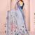 Grey color linen cotton fabric festive looks printed saree
