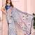 Grey color linen cotton fabric festive looks printed saree