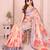 Peach color linen cotton fabric festive looks printed saree