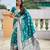 Teal green color banarasi silk saree with woven jacquard designer ethnic style