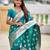 Teal green color banarasi silk saree with woven jacquard designer ethnic style