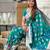 Teal green color banarasi silk saree with woven jacquard designer ethnic style