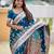 Teal blue color banarasi silk saree with woven jacquard designer ethnic style