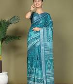 ready to wear sea green color stylish saree with pocket