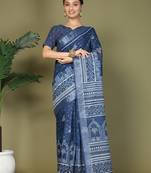 ready to wear blue color stylish saree with pocket