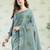 Green color linen fabric sophisticated floral embroidered saree