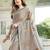 Light beige color linen fabric sophisticated floral embroidered saree