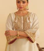 Ivory embroidered silk kurta set