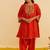 Orange embroidered silk kurta set