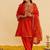 Orange embroidered silk kurta set