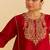 Red embroidered silk kurta set