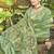 Sea green color heavy looks woven meenakari designer assam silk saree