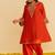 Orange embroidered silk kurta set