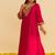 Hot pink embroidered silk kurta set