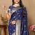 Navy blue color paithani silk woven meenakari jacquard designer traditional rich ethnic saree