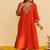 Orange embroidered silk kurta set