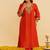 Orange embroidered silk kurta set