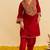 Red embroidered silk kurta set
