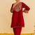 Red embroidered silk kurta set