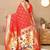 Red color paithani silk woven meenakari jacquard designer traditional rich ethnic saree