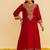 Red embroidered silk kurta set