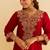 Red embroidered silk kurta set