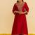 Red embroidered silk kurta set