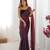 Brown color glassy two tone fabric bollywood style ready to wear saree