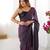 Purple color glassy two tone fabric bollywood style ready to wear saree