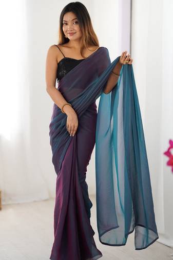 ready to wear Rama color glassy two tone fabric bollywood style 