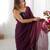 Wine color glassy two tone fabric bollywood style ready to wear saree