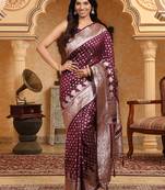Purple color banarasi silk woven ethnic ceremonial wear graceful saree